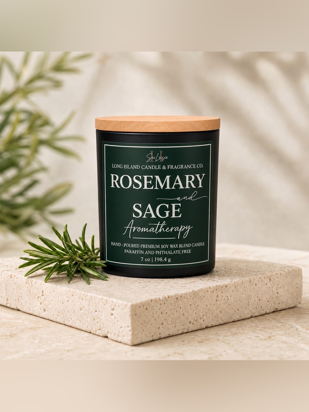Rosemary and Sage Aromatherapy Candle 7oz | Soy Wax | Herbal Spa-Inspired Scent
